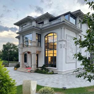 东营 白麻花岗岩私人别墅干挂石材豪华定制