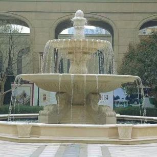 东营 黄金麻花岗岩异型加工——户外庭院石雕流水喷泉