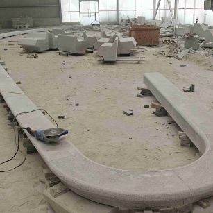 东营 芝麻白花岗岩弧形花坛石，坐凳石