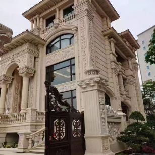 东营 黄金麻花岗岩别墅外墙干挂效果展示