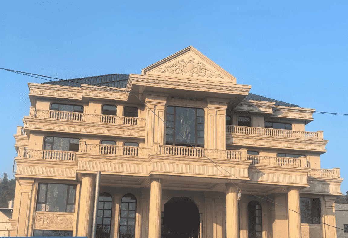 东营黄金麻别墅外墙干挂石材效果示例